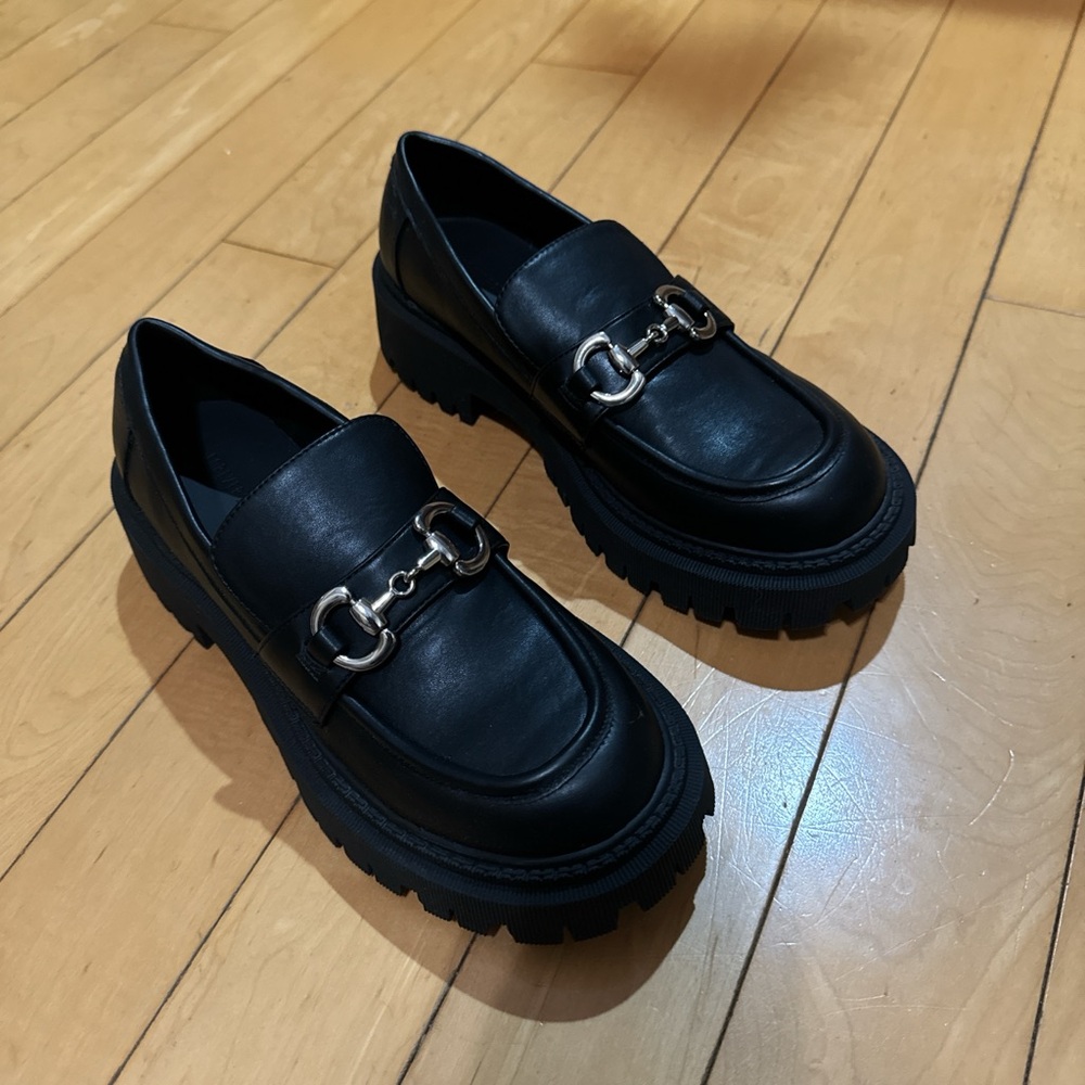 Forever 21 Black Loafers with Silver Accent